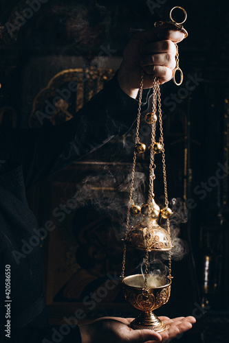 censer in church incense and smoke photo