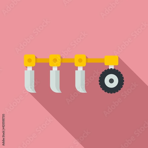 Tractor plow icon, flat style