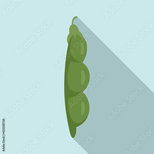 Green peas icon, flat style