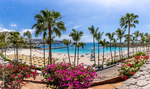 Landscape with Anfi beach and resort, Gran Canaria, Spain photo