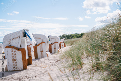 Beach with beach chairs