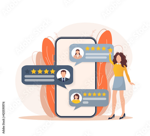 Customer review, great design for any purposes. Flat illustration with customer review. Vector illustration.