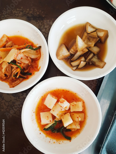 Korean style marinated vegetables. Kimchi photo