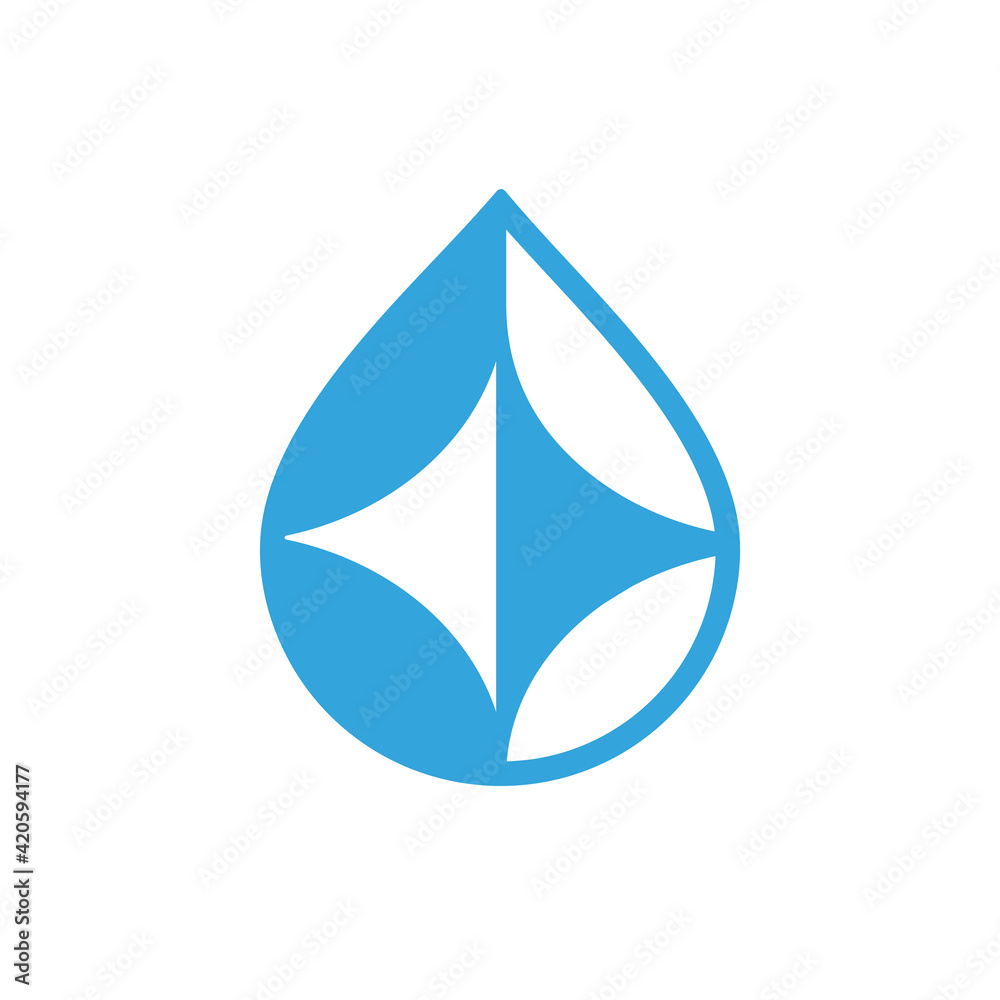 Abstract water drop logo template, water droplet symbol illustration, blue color isolated on white background - Vector Abstract water drop logo template, water droplet symbol illustration, blue color isolated on white background - Vector