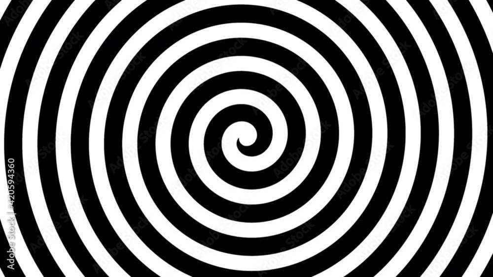Psychedelic spinning hypnotic spiral. Twisting helix background. Optical illusion. Seamless loop 