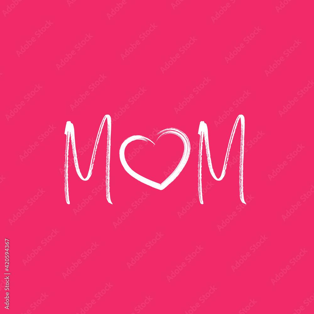 Mom lettering with heart vector