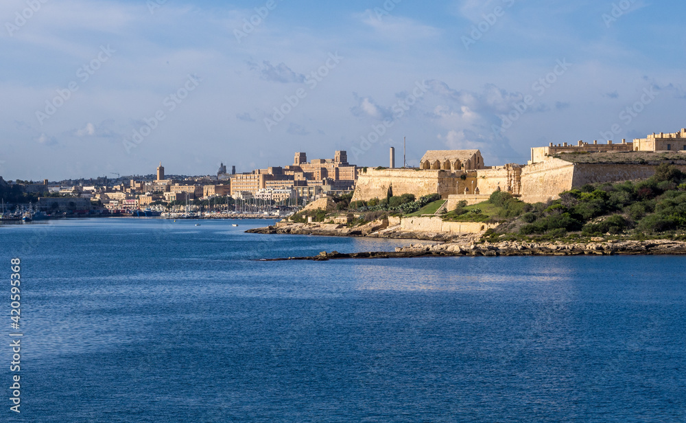 Landscape with old Fort Manoel on Manoel Island in Gzira, Malta