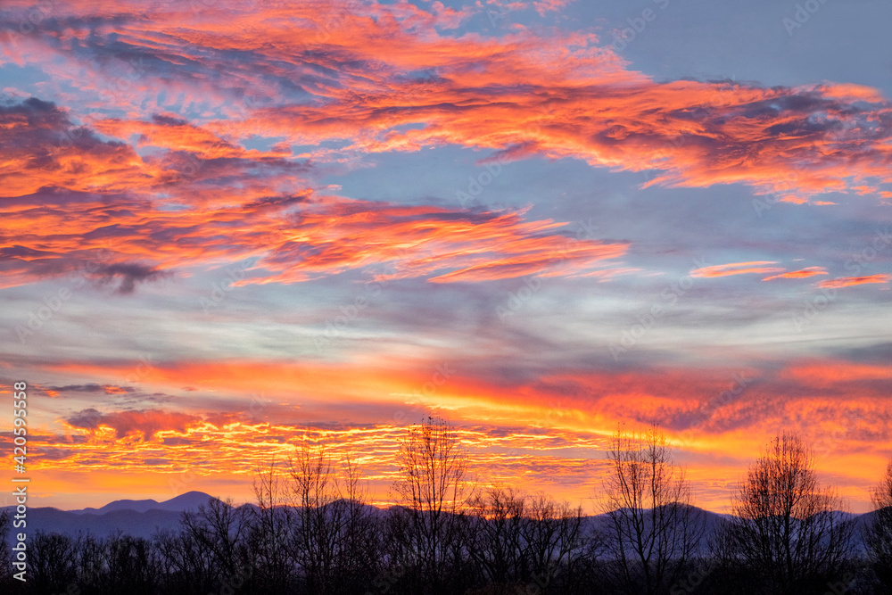 Landscape at sunset, Asheville, North Carolina, USA