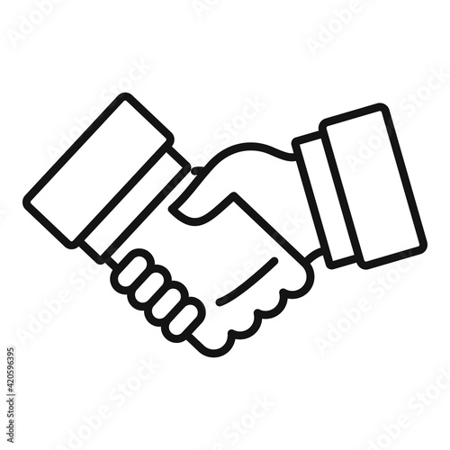 Affiliate marketing handshake icon, outline style