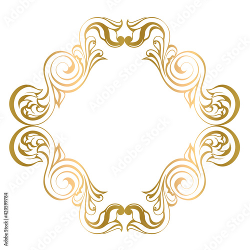 Vector damask vintage baroque scroll ornament swirl. Victorian monogram heraldic shield swirl.Retro floral leaf pattern border foliage antique  acanthus calligraphy engraved tattoo. Tile decor element
