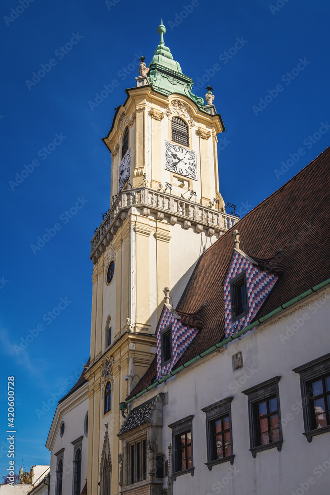 Old Town Hall in historic part of Bratislava city, Slovakia