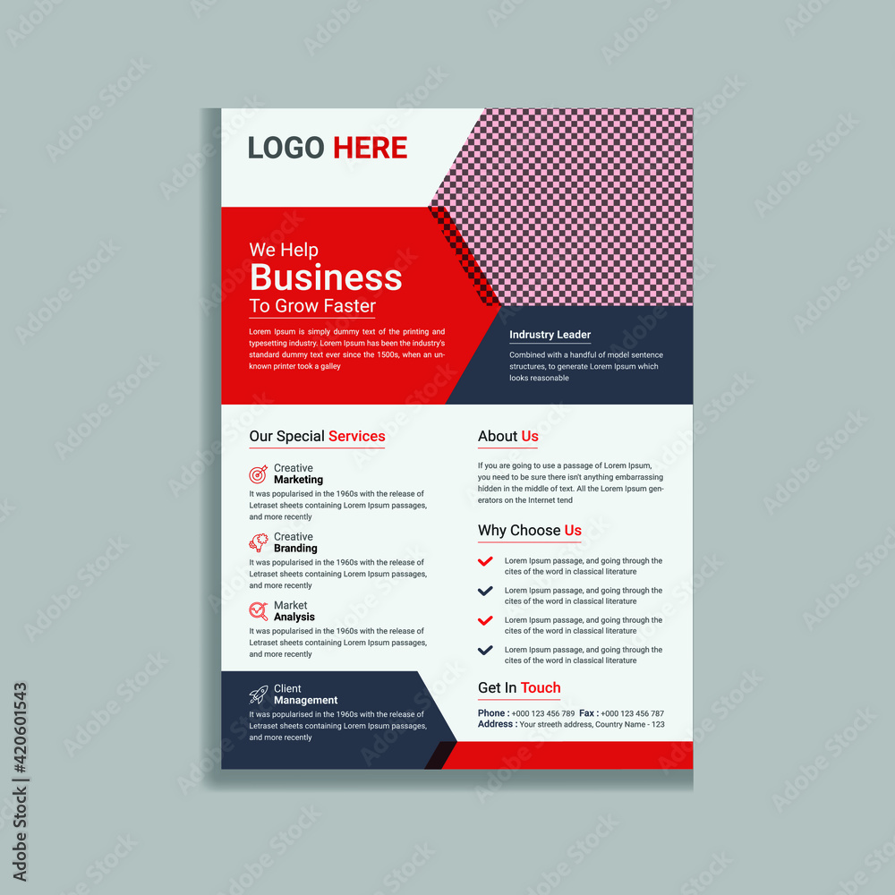 Obraz premium Red Business leaflet Flyer Template Design