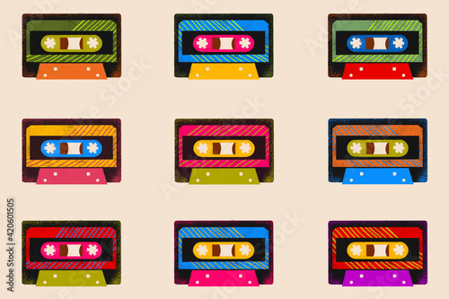 Illustration of Audio Cassette Tapes