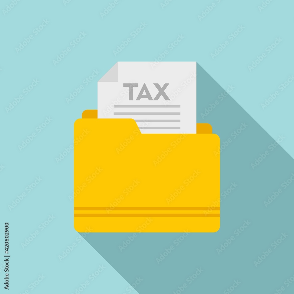 Tax folder icon, flat style