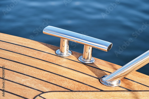 Modern boat deck with mooring cleat