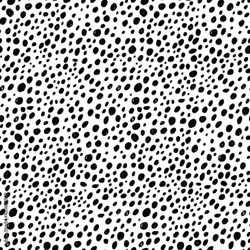 Vector seamless pattern hand-drawn polka dots. Stylish monochrome doodles. Modern graphic design. Hipster Creative tile printing. Great for label, print, packaging, fabric.