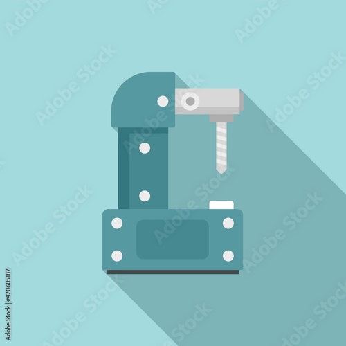 Steel milling machine icon, flat style