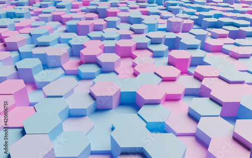 bacabstract background of pastel colored hexagons very illuminated with soft shadows. 3d rendering