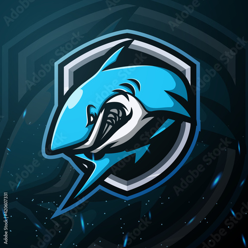 Shark mascot esport logo design