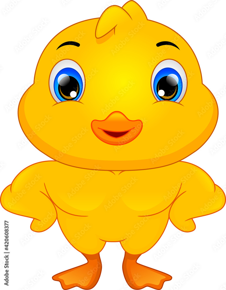 cute little duck cartoon on white background