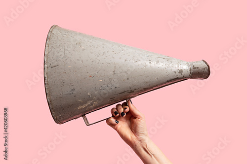 Megaphone in hand photo