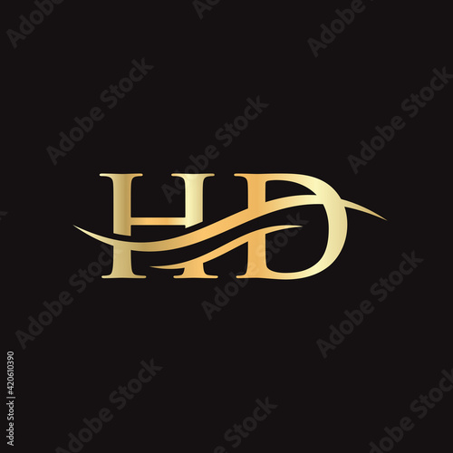 HD logo design. Initial HD letter logo design.
