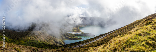 Lagoa do Fogo lake, Azores travel destination, amazing landscape.