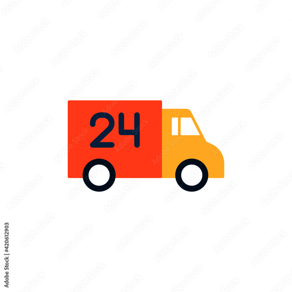 24 Hours shipping delivery truck icon in color icon, isolated on white background 24 Hours shipping delivery truck icon in color icon, isolated on white background