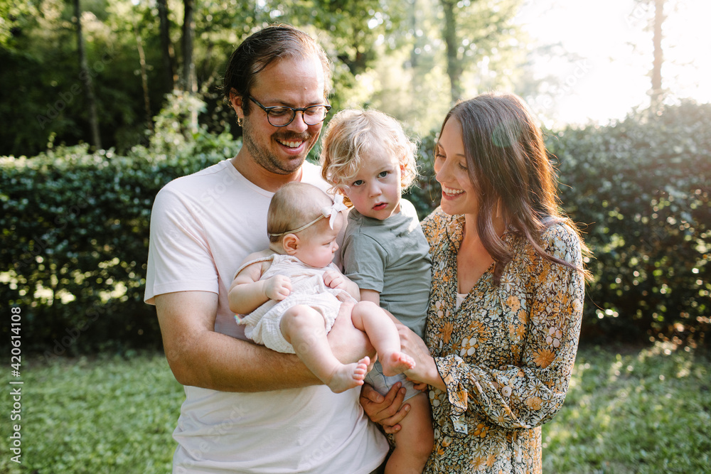 Happy Family of Four Portrait Happy Family of Four Portrait
