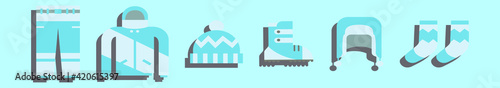 set of winter clothes cartoon icon design template with various models. vector illustration isolated on blue background