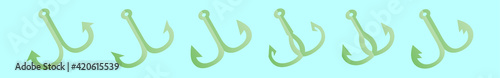 set of fishing hook cartoon icon design template with various models. vector illustration isolated on blue background