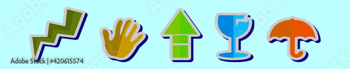 set of fragile cartoon icon design template with various models. vector illustration isolated on blue background