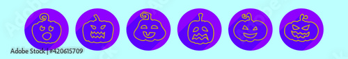 set of pumpkin cartoon icon design template with various models. vector illustration isolated on blue background