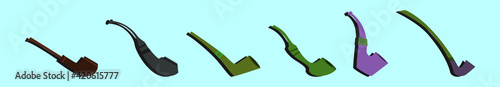 set of tobacco pipe cartoon icon design template with various models. vector illustration isolated on blue background