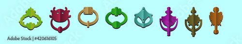 set of door knocker cartoon design template with various models. vector illustration isolated on blue background