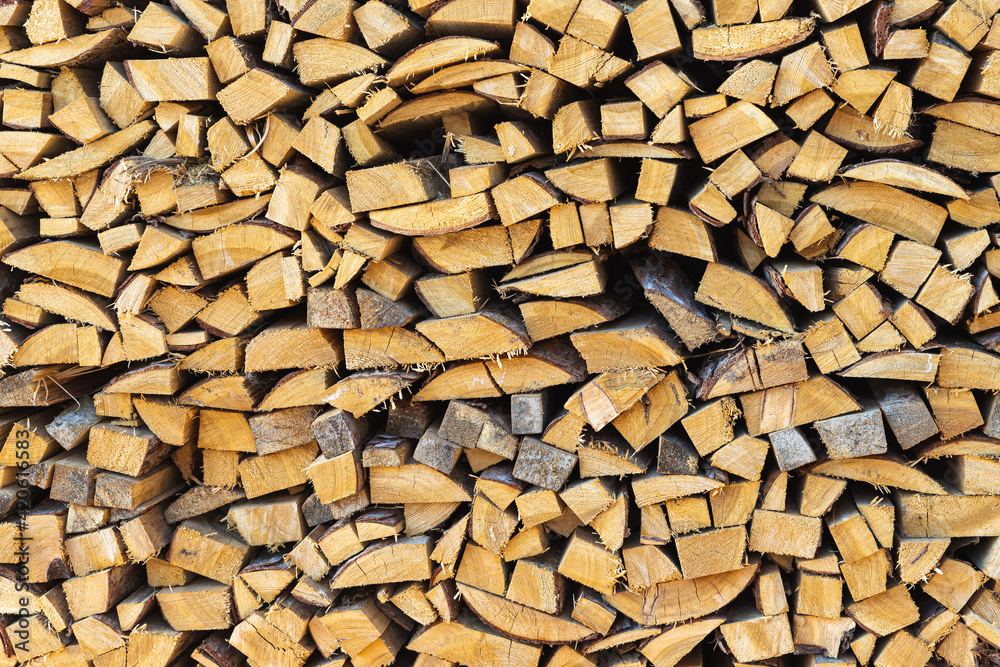 A stack of firewood from woodworking waste. A stack of firewood from woodworking waste.