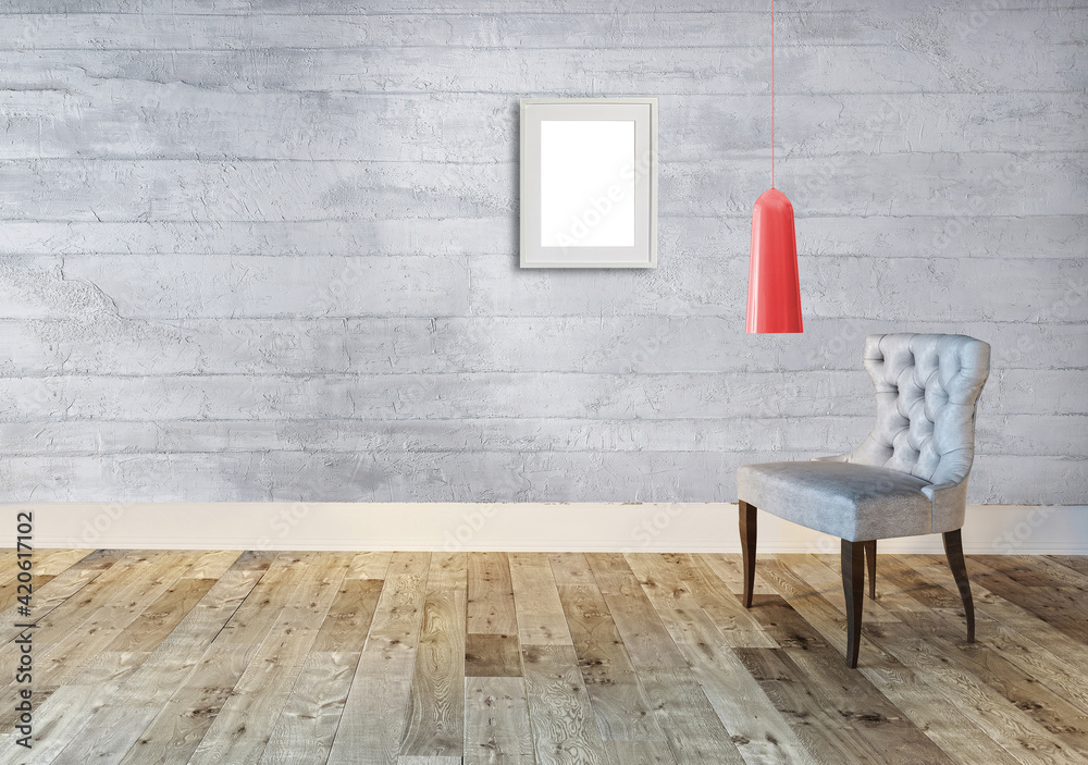 interior design with modern grey chairs and bright empty space. 3D illustration interior design with modern grey chairs and bright empty space. 3D illustration