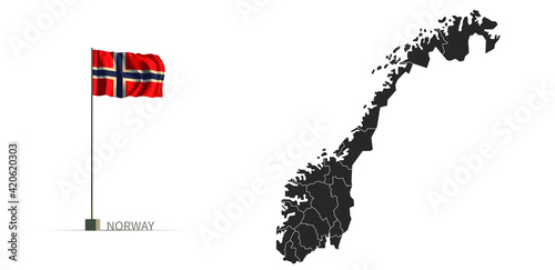 Norway map. gray country ve...