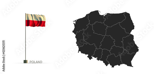 Poland map. gray country ve...