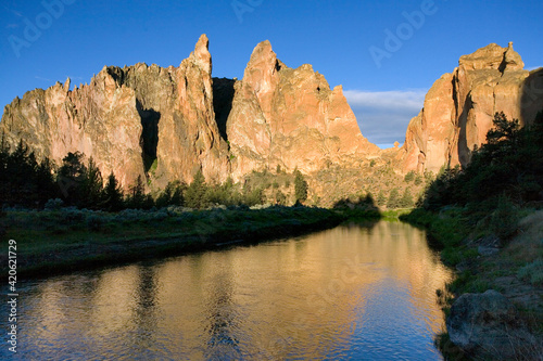 USA, Oregon, Smith Rocks SP. Morning light brings detail to the cliffs at Smith Rocks State Park, Oregon.