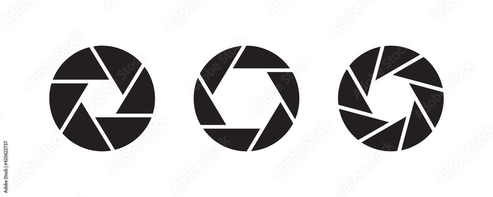 Camera shutter icon set. Vector graphic illustration. Suitable for website design, logo, app, template, and ui. Camera shutter icon set. Vector graphic illustration. Suitable for website design, logo, app, template, and ui.