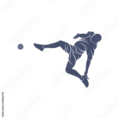 Player takraw soccer design vector illustration, Creative Takraw soccer logo design concept template, symbols icons