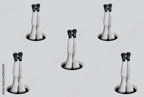 Legs out of holes