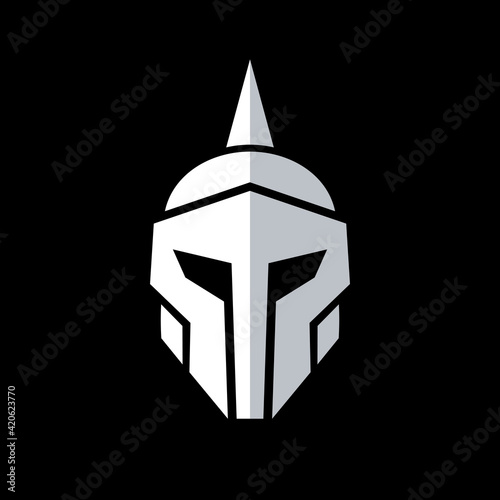 Knight armor logo design, medieval warrior helmet icon, vector illustration
