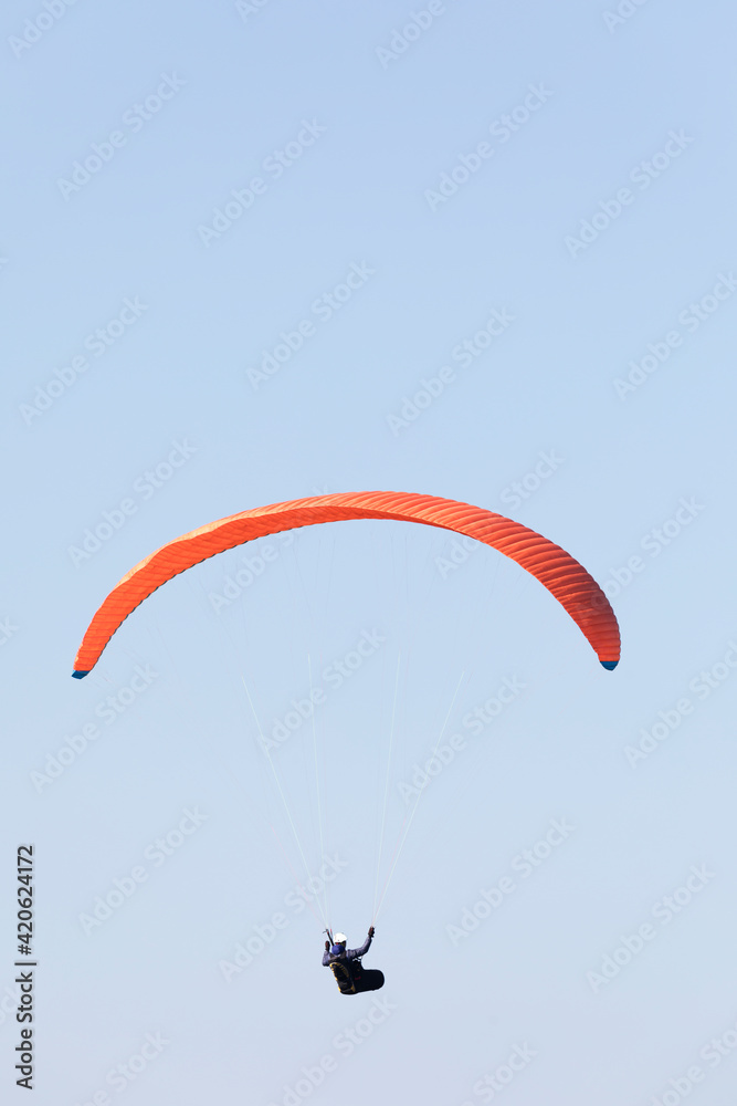 Portrait of a paraglider in the air Portrait of a paraglider in the air