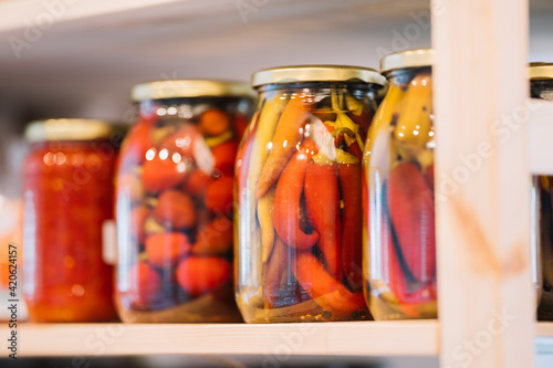 Jars of pickled vegetables