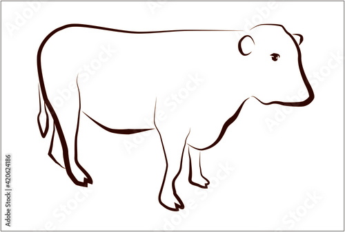 牛の線画イラスト