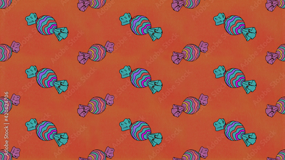 Candies Pattern Trick Or Treat Christmas Illustration