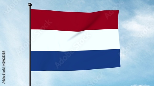3D Illustration of The flag of the Netherlands is a horizontal tricolour of red, white, and blue. The current design originates as a variant of the late 16th century orange-white-blue Prinsenvlag, Free Download 3D Illustration of The flag of the Netherlands is a horizontal tricolour of red, white, and blue. The current design originates as a variant of the late 16th century orange-white-blue Prinsenvlag, - GFXLoad