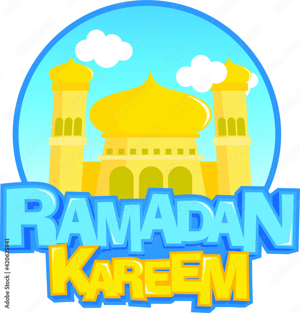 Vector cartoon illustration with Moslem Kids theme